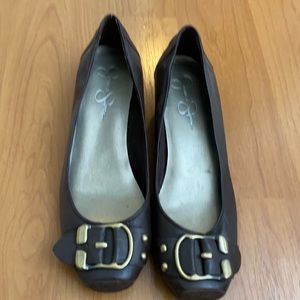 Brown block heels